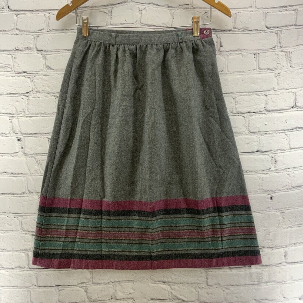 Union Made Wool‎ Skirt Sz 11/12 Modest 28" Gray Waist Secretary Vintage